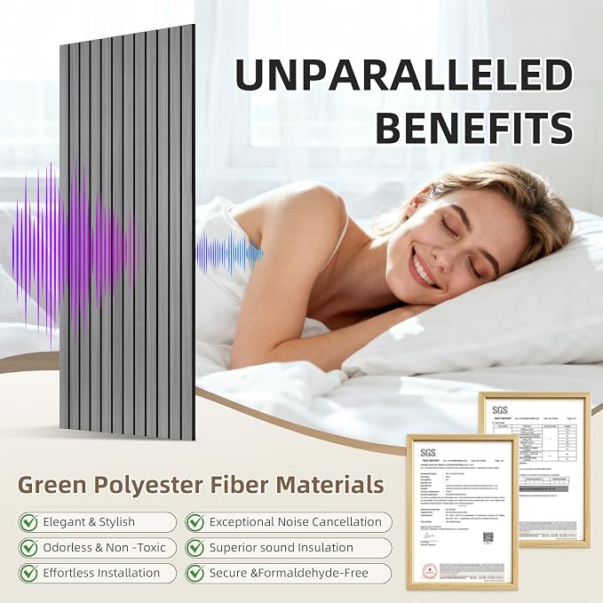 TO-TH Wood-Look Acoustic Panel, 4 Pack 47.2” x 23.6” Soundproof Wall Panels - Image 3