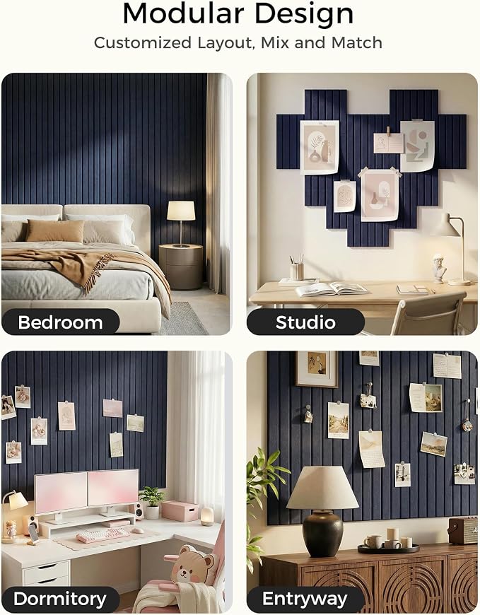 Aothia 12-Pack Felt Bulletin Board Tiles 48"x36", Modular Pin Board - Image 4