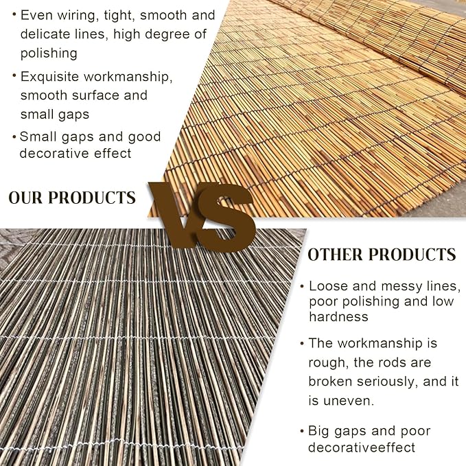 Outdoor Reed Roller Blinds, Retro Bamboo Roller Blinds, Anti-UV and Waterproof - Image 3