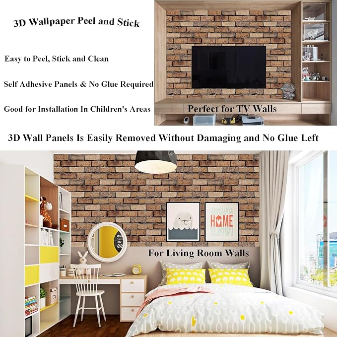 3D Wall Panels Peel and Stick, 10 Pack 3D Waterproof Self-Adhesive Wallpaper - Image 4