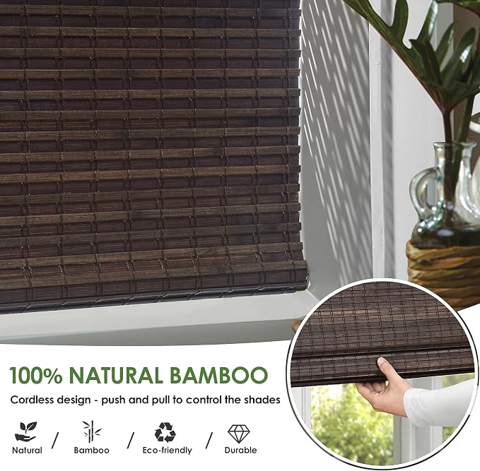 LazBlinds Cordless Bamboo Roman Shades, Privacy Blinds - Image 4