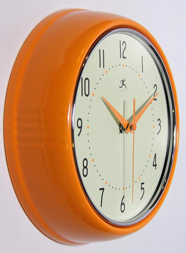 Infinity Instruments LTD. Retro 9 inch Silent Sweep Non-Ticking Mid Century - Image 2