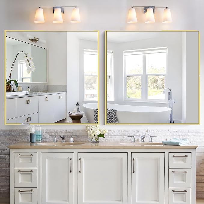 KOCUUY Gold Bathroom Mirror, HD Tempered Glass, Anti-Rust Frame, Modern Design - Image 7