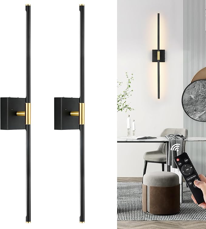 Morauroral 30 Inch Battery Operated Wall Sconces Set of Two, Dimmable Wall by Morauroral