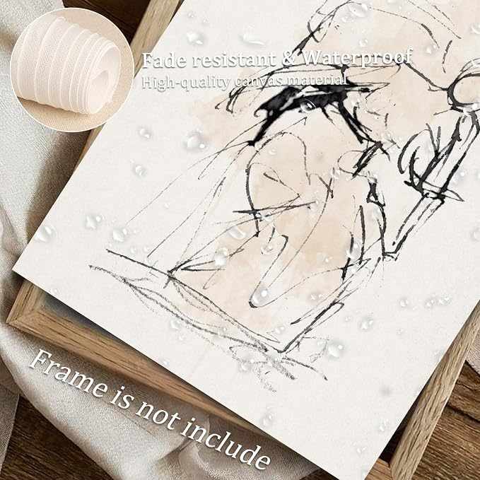Vodefoad Figure Sketch Art Print Neutral Gallery Wall 6Pcs Set Soft feminine - Image 3