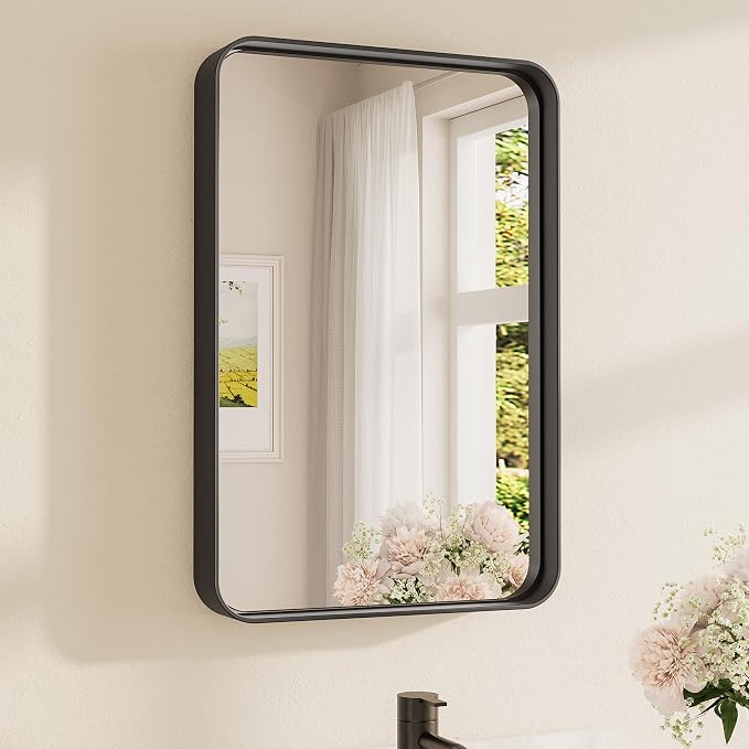TETOTE 16 x 24 Inch Black Frame Mirror, Bathroom Vanity Mirror by TETOTE