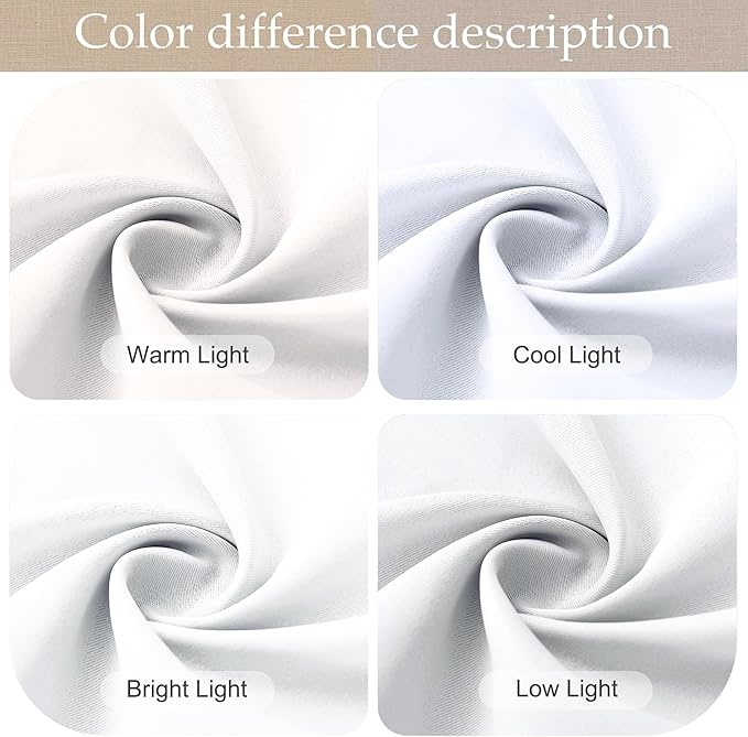RYB HOME White Curtains 80 inches Long, Thermal Insulating Large Window Curtains - Image 2