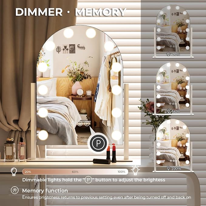 ZL ZELing Vanity Mirror with Lights Makeup Mirror with Lights 12 Dimmable Bulbs - Image 2