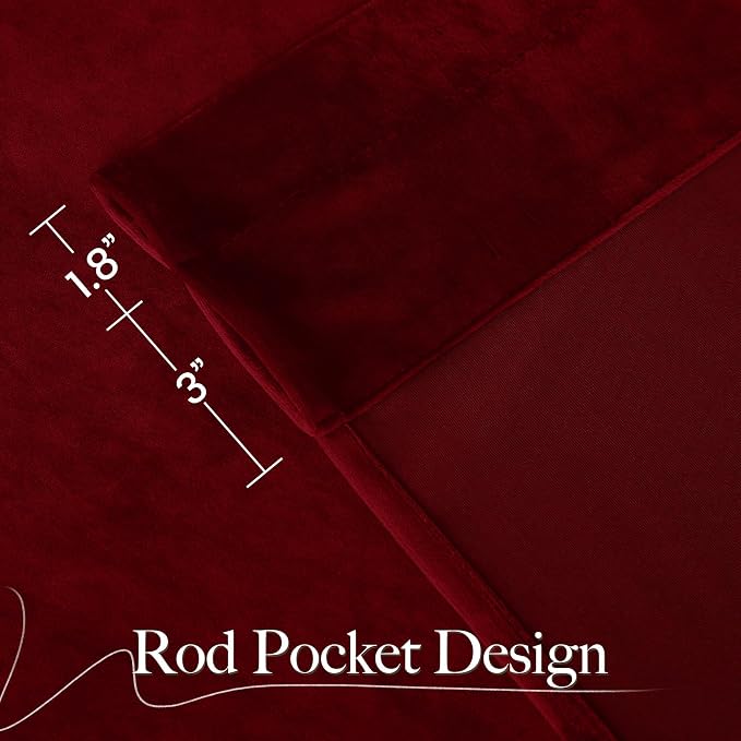 NICETOWN Red Velvet Blackout Curtains 84 inches Long 2 Panels - Image 7