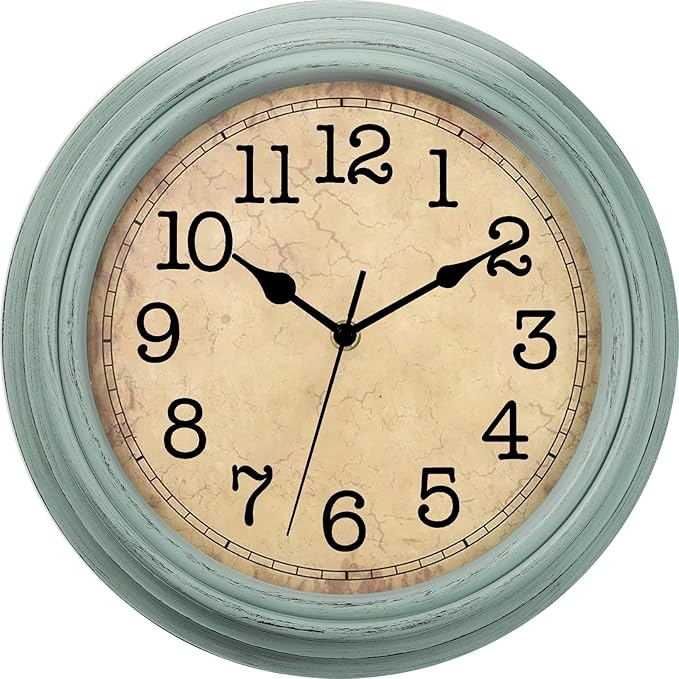 12 Inch Wall Clock, Silent Non-Ticking Decorative Battery Operated Easy to Read by HYLANDA