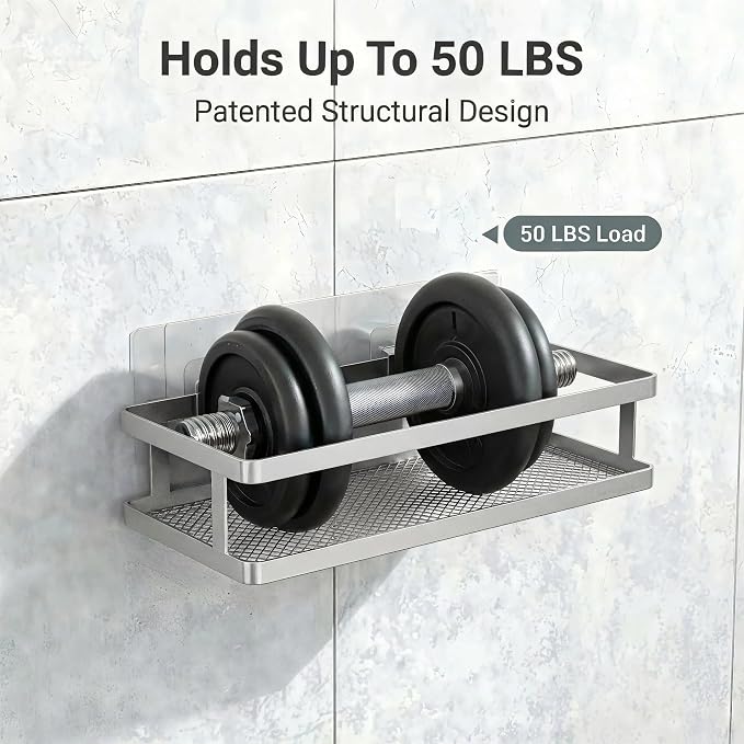 PUSDON 2-Pack Minimalist Shower Caddy Wall Mount, Open Frame Bathroom Shelf - Image 5