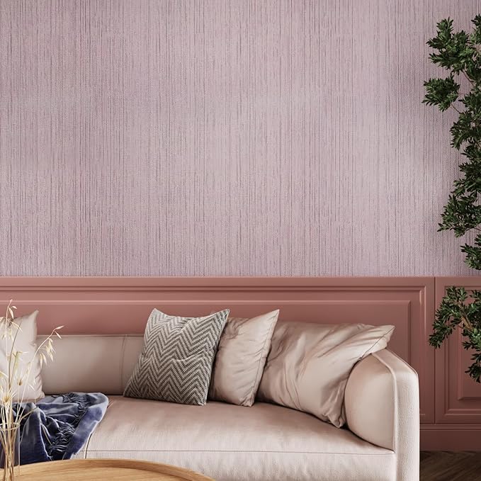 CRE8TIVE Pale Pink Grasscloth Peel and Stick Wallpaper - Image 4