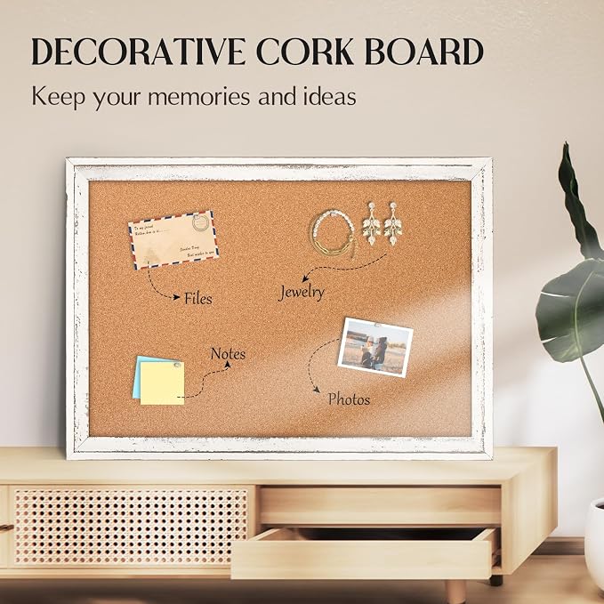 Large Cork Board, Big Bulletin Board White Framed Corkboard - Image 7