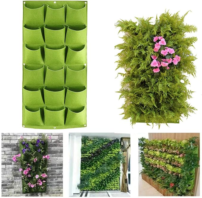 ZOENHOU 2 Pack Total 36 Roomy Pockets Green Vertical Garden Planter, - Image 7
