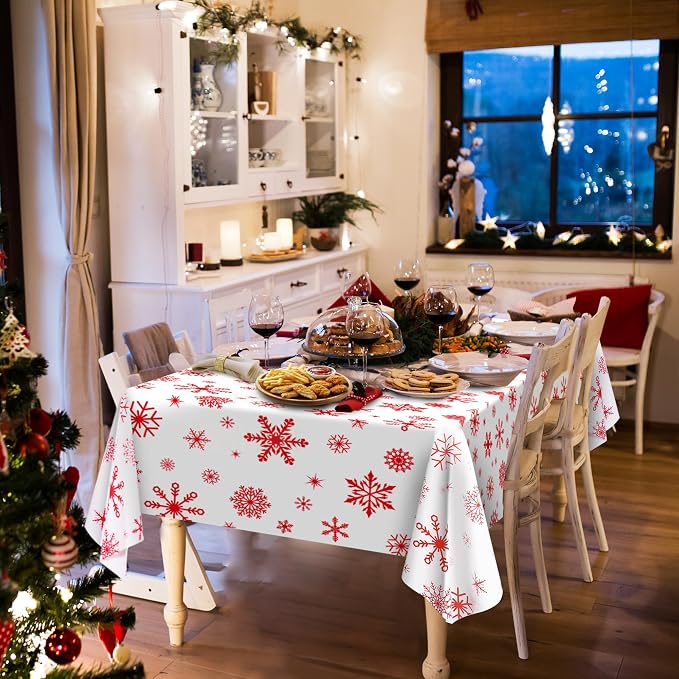 Kochorie 100 Ft x 54 Inch Red Snowflake Tablecloth Roll - Image 6