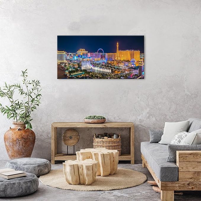 Las Vegas Skyline Wall Art American Cityscape Wall Decor City Night View Canvas - Image 3