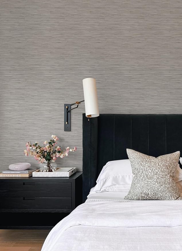 NuWallpaper Grey Grassweave Peel and Stick Wallpaper, Textured Removable - Image 2