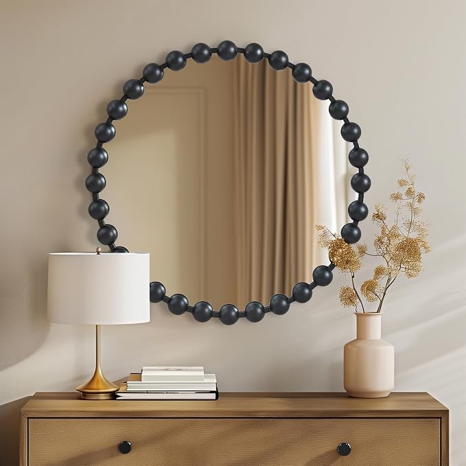 Madison Park Round Mirror, Metal Frame Circle Mirror 27 inch, Wall Art Decor by MADISONPARK