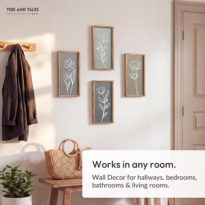 3D Wooden Floral Bathroom Wall Decor Lightweight, Ready-to-Hang Framed Wall Art - Image 9