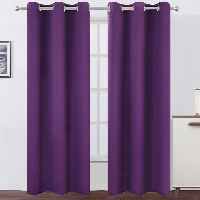 LEMOMO Purple Blackout Curtains 34 x 84 Inch Length/Set of 2 Curtain by Lemomo