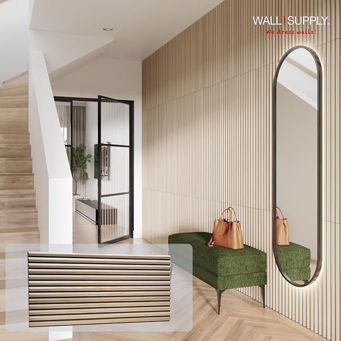Wall!Supply 3D Wall Panels – Faux Natural Wood Round Slatted – Lightweight Foam - Image 2