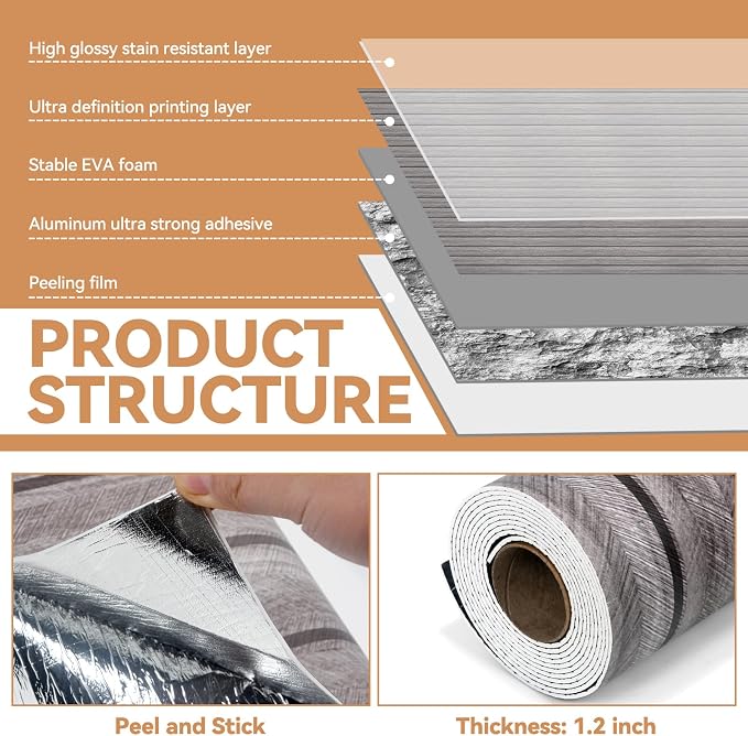 KASARO Peel and Stick Backsplash Wall Tile, 118 × 47 inch Self-Adhesive Thicker - Image 2