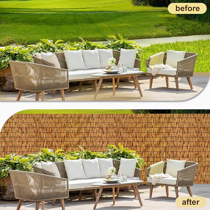 Natural Reed Fencing, Decorative Bamboo Fence Rolls Handwoven Friendly Sun Shade - Image 4