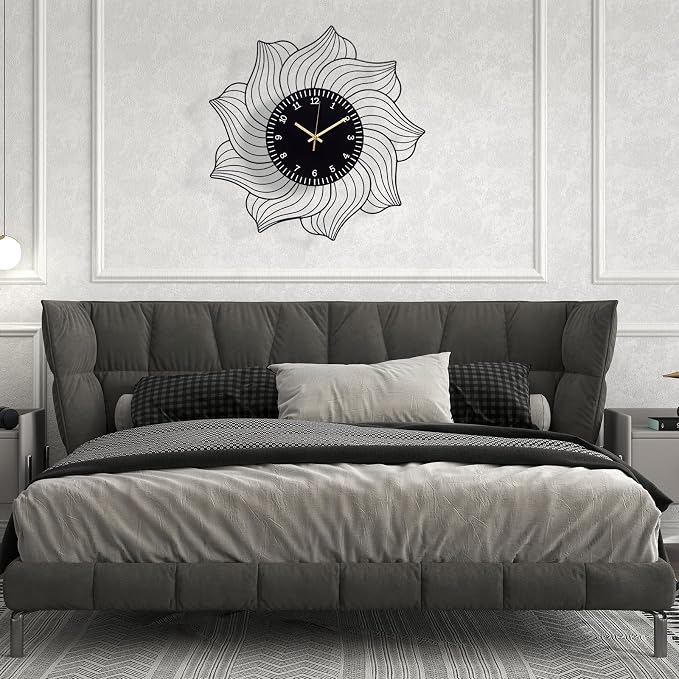 22 Inch Flower Wall Clock, Silent Non-Ticking Battery Operated Modern - Image 6