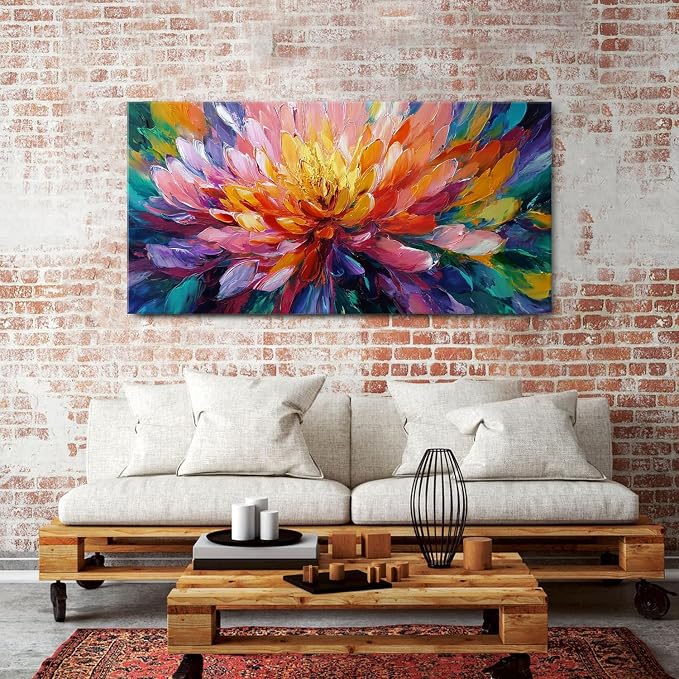 Abstract Lotus Wall Art Zen Wall Decor Large Colorful Lotus Flower Pictures - Image 2