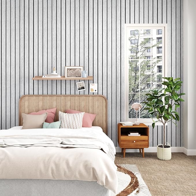 White/Grey Wood Slat Panels for Interior Wall Decor Self Adhesive Textured 3D - Image 6