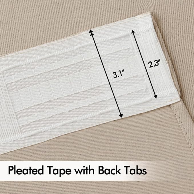 MIULEE Taupe Back Tab Blackout Curtains 102 Inch Long 2 Panels Set - Image 4
