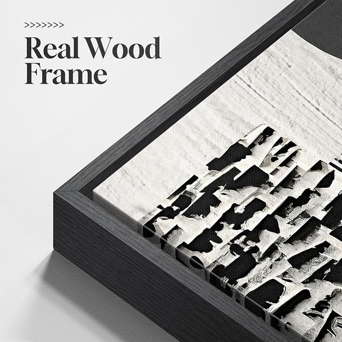 Large Framed Black and White Abstract Wall Art - Image 5