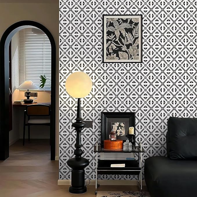 Jeweluck Black and White Peel and Stick Wallpaper Black and White Removable - Image 7