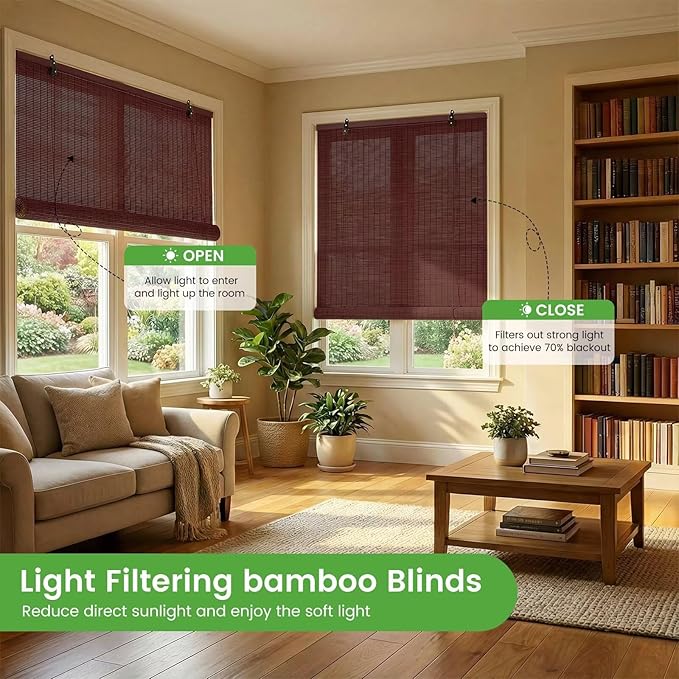 Bamboo Blinds, Custom Sizes Roller Shades - Image 3