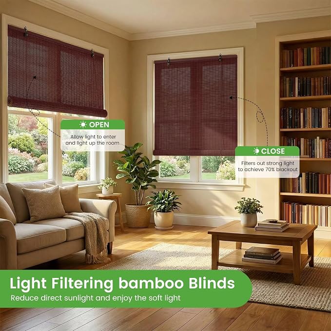 Bamboo Blinds, Custom Sizes Roller Shades - Image 3