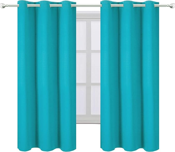 LEMOMO Teal Blackout Curtains 34 x 63 Inch Length/Set of 2 Curtain - Image 2
