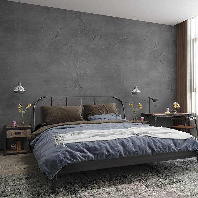 3yecao 24"×197" Thick Dark Grey Black Concrete Wallpaper Waterproof Charcoal - Image 2