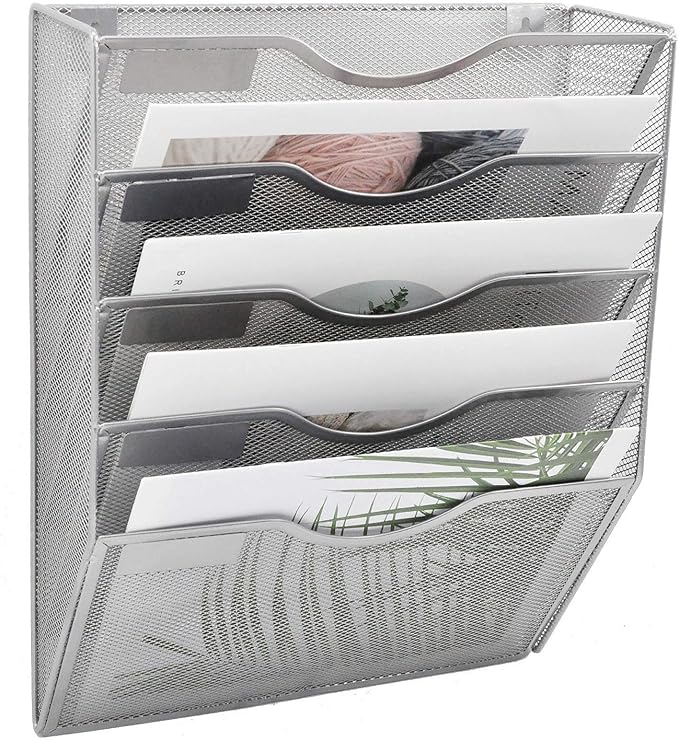 EASEPRES 5 Pocket Mesh Hanging Wall File Organizer, Wall Mounted Mail Paper - Image 7
