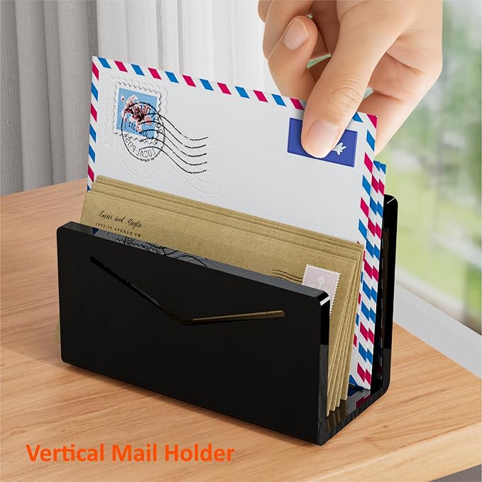 FUCDTEFC Acrylic Mail Holder, Vertical Envelope Mail Holder - Image 6