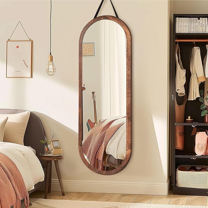16"x48" Oval Full Length Mirror Solid Wood Wall Mirror - Image 8