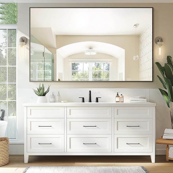 TRAHOME Bathroom Vanity Mirror for Wall, HD Shatterproof Glass, Hangs - Image 6
