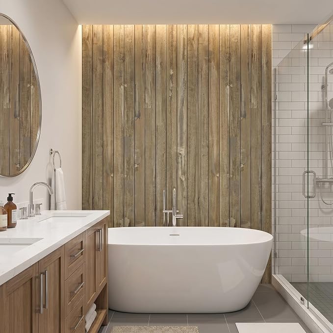 VEELIKE Weathered Wood Wall Panels Peel and Stick Distressed Wood Grain Slat - Image 7