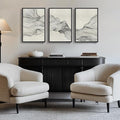 Framed Black and Beige Abstract Wall Art, 3 Piece Modern Canvas Prints by Cuspin