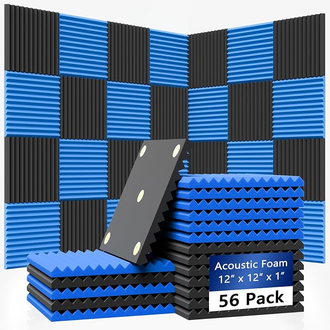 56 Pack Acoustic Foam Panels |1 "x12 "x12" Rapid Recovery Acoustic Wall Panels by Temgcuam