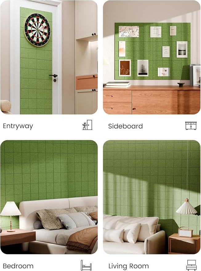 Bumusty Large Felt Bulletin Board, 30 Push Pins, 70 Adhesive Tabs, Kelly Green - Image 5
