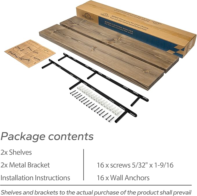 BGMG Wood Floating Shelves for Wall 42 inch Set of 2, Dark Walnut Floating - Image 7