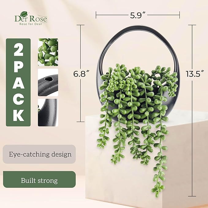 Der Rose 2 Pack Small Fake Hanging Plants - Image 3
