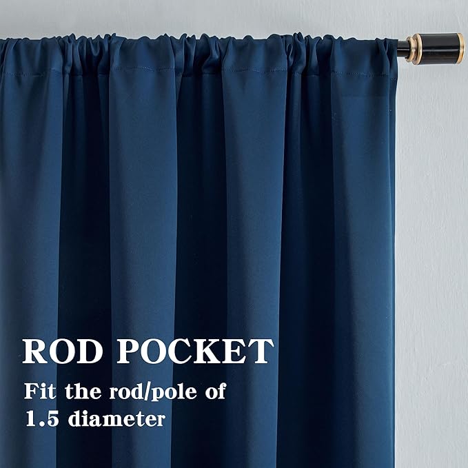 IGEMAEVE Blackout Curtains 72 Inch Length 2 Panels Set, Rod Pocket Energy - Image 2