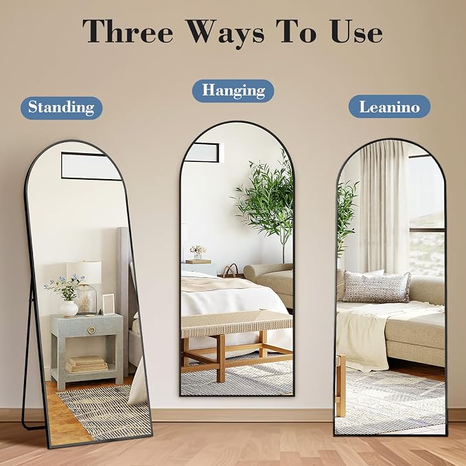 DUMOS Arched Full Length Floor Mirror, Modern Wall Hanging Leaning - Image 5
