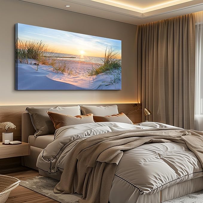 Wall Art For Living Room Large Size Wall Decorations Pictures Blue Sun Beach - Image 2